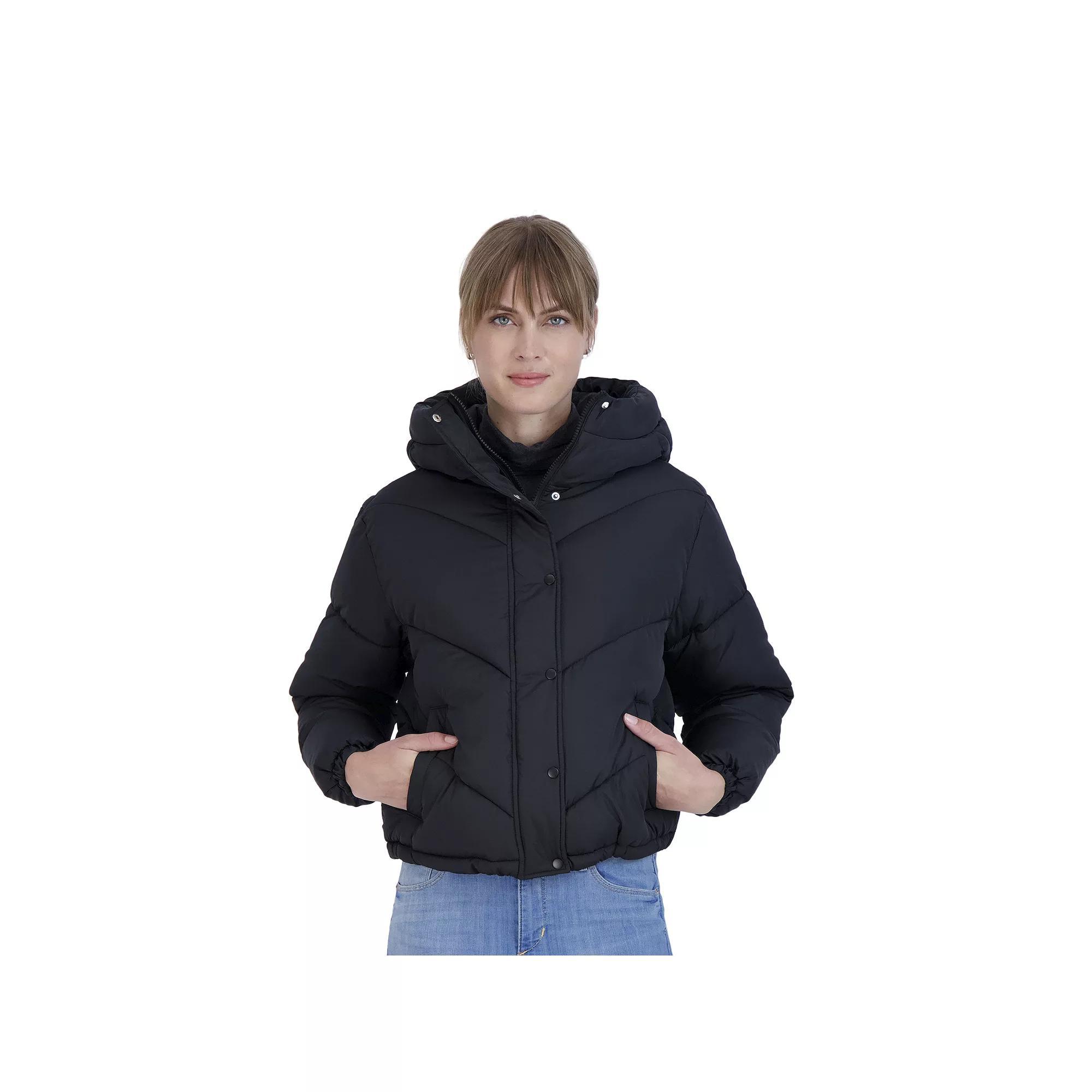 Juniors' Sebby Short Puffer Jacket, Women's, Size: Large, Gray Product Image