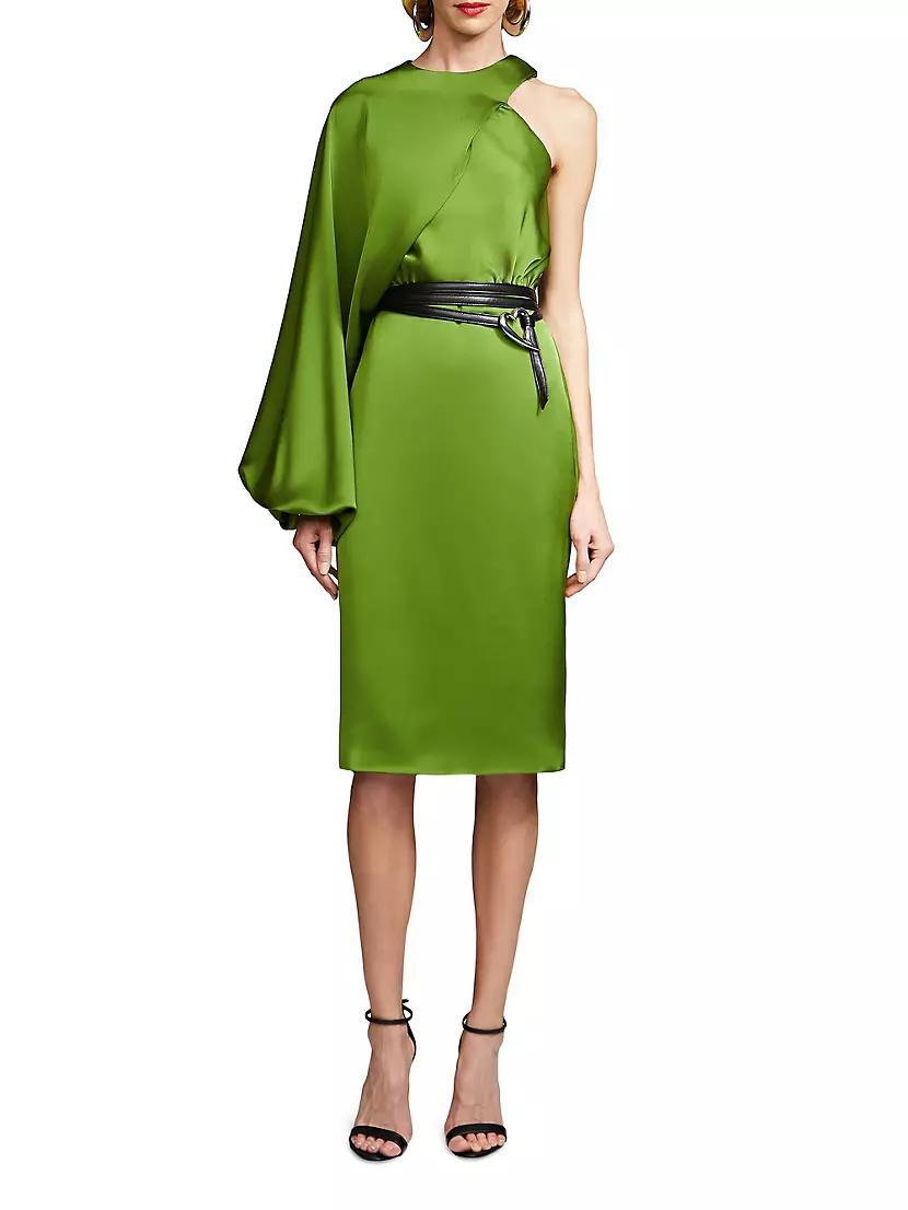Womens Christa Satin Belted Midi-Dress Product Image