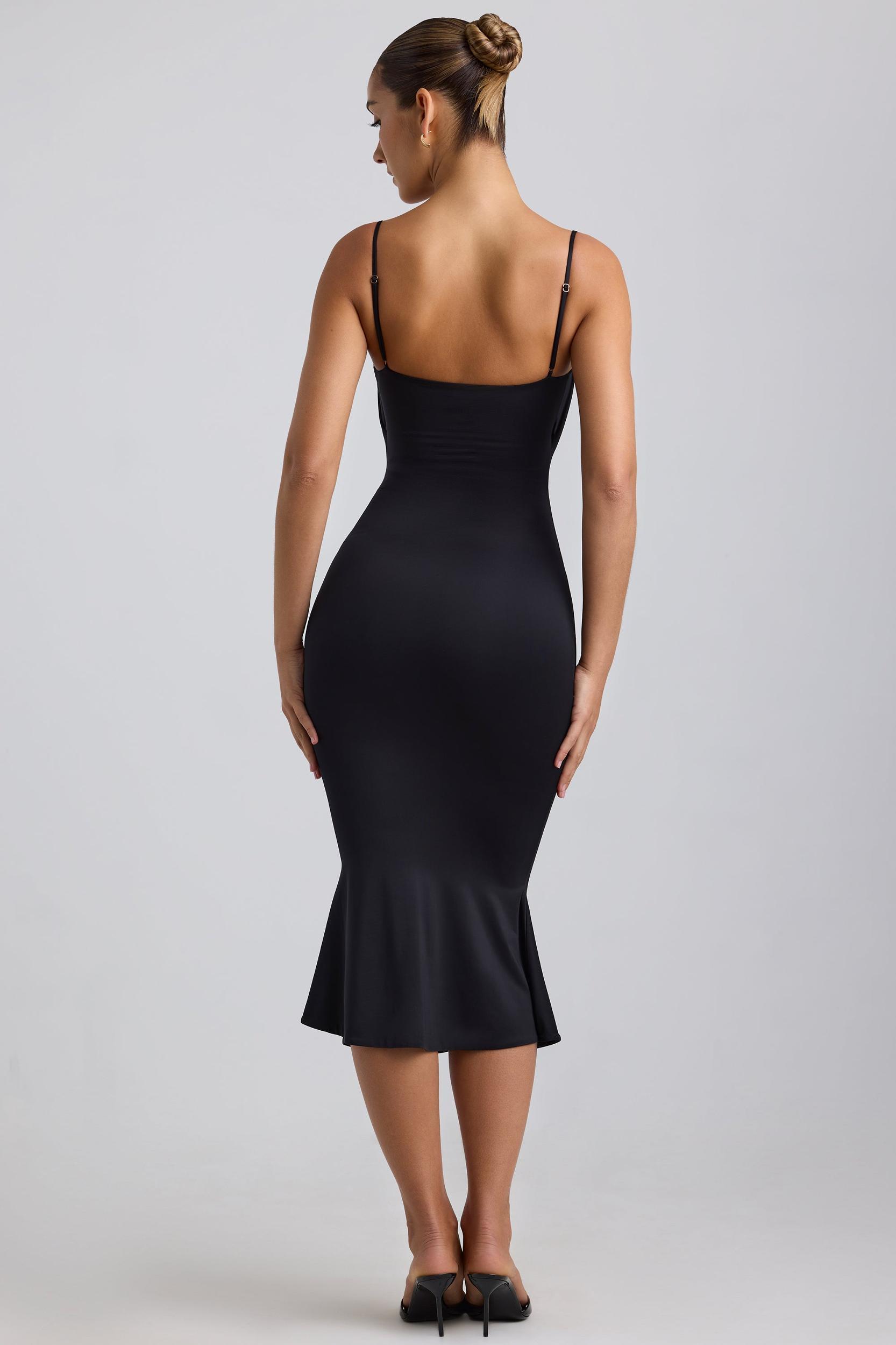 Slinky Jersey Ruched Cut-Out Midaxi Dress in Black Product Image