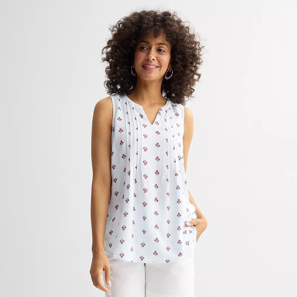 Women's Croft & Barrow® Pintuck Sleeveless Shell Top, Size: Medium, Red Fun Anchor Product Image
