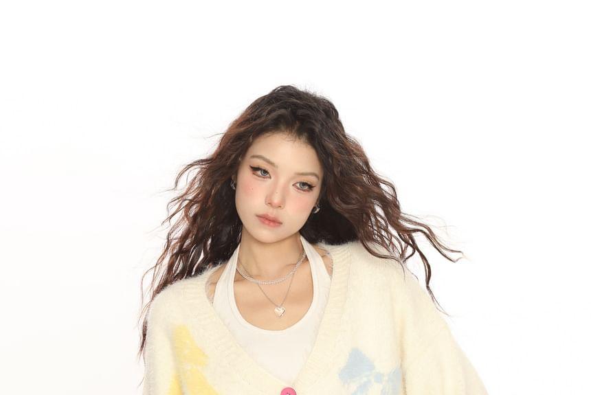 V-Neck Bow Detail Overszied Cardigan Product Image
