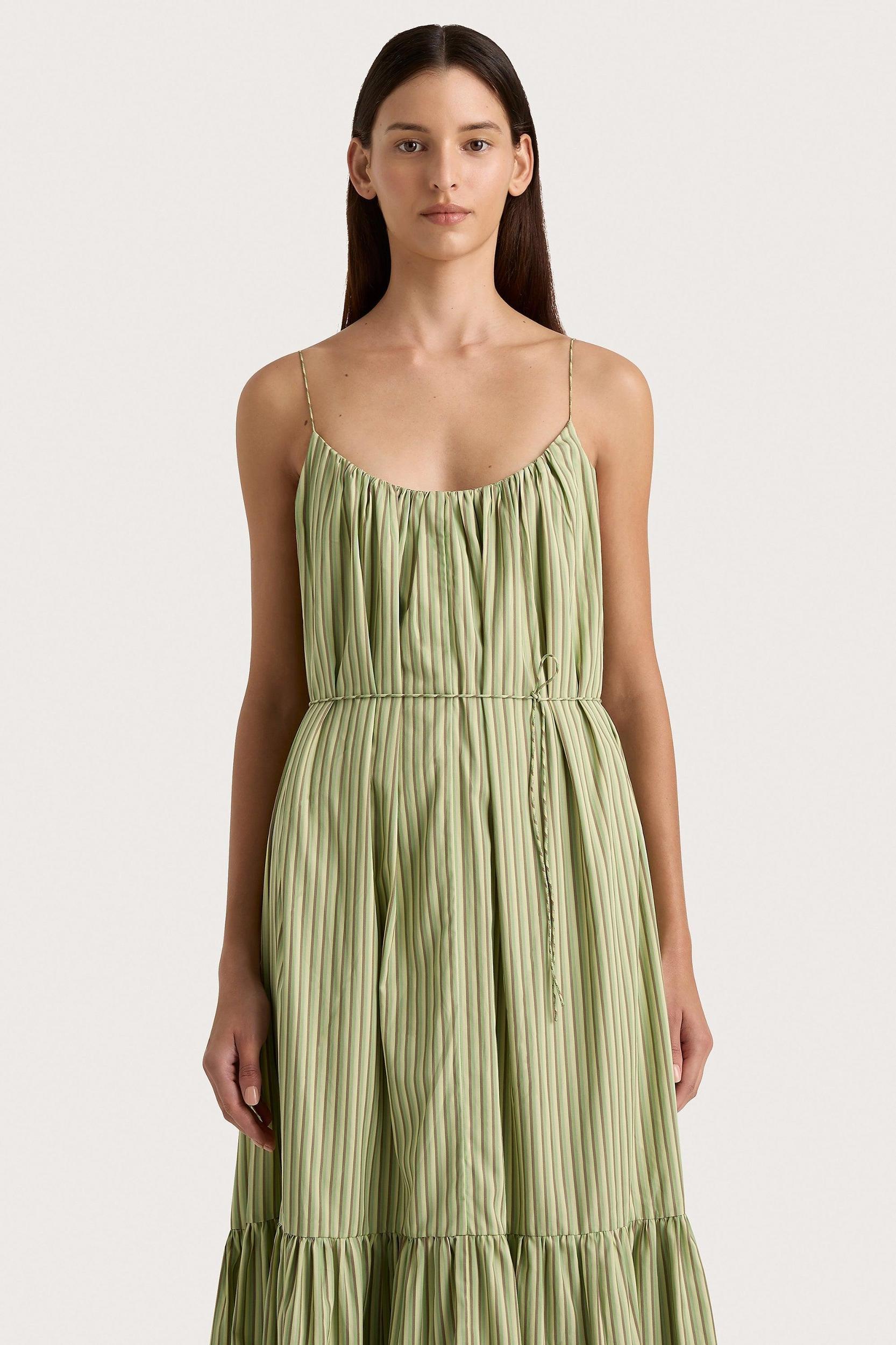Elodie Maxi Dress Green Stripe - Final Sale Product Image