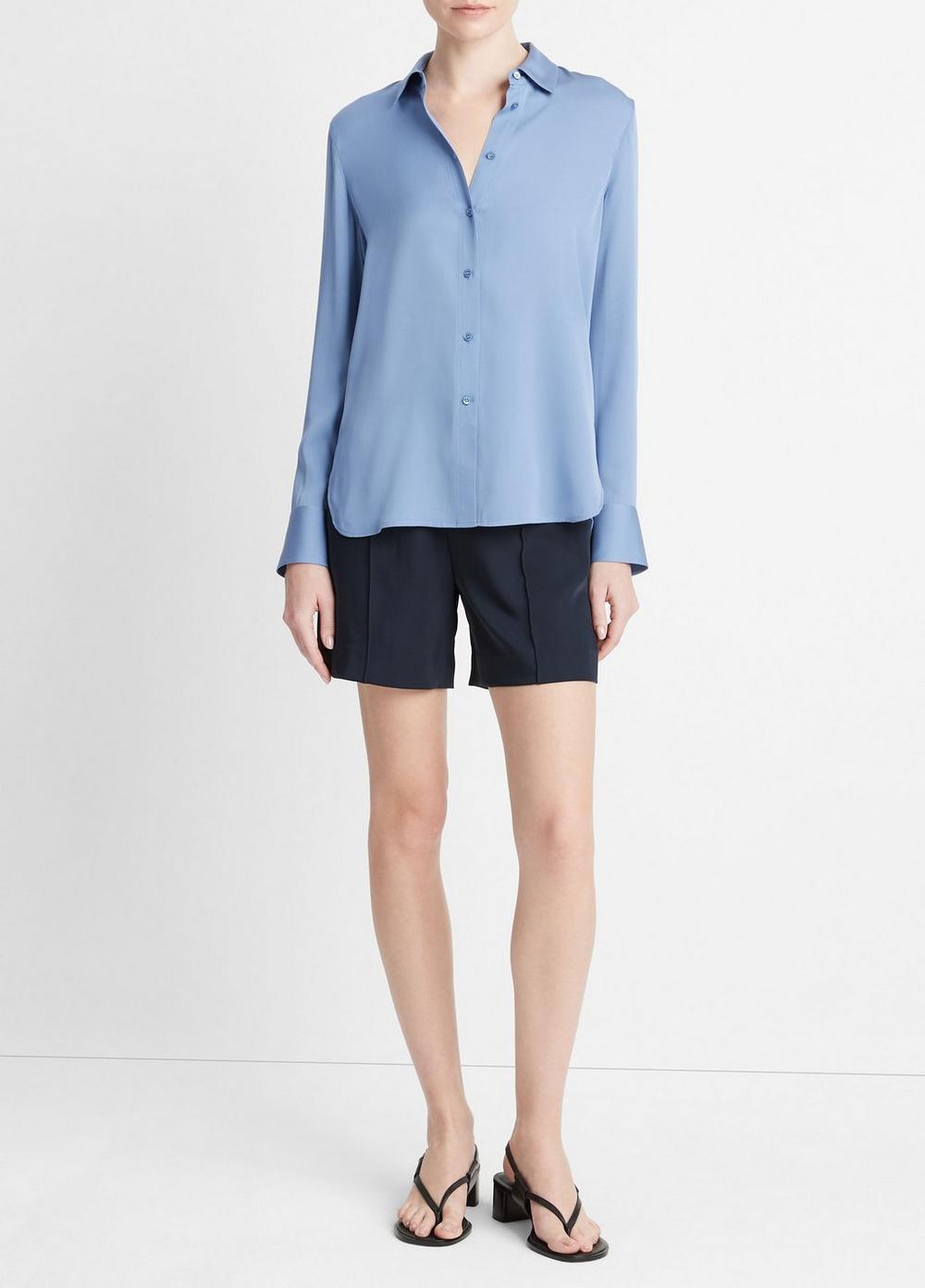 Womens Silk Slim-Fit Blouse, Azure Gem, Size XXS Vince Product Image