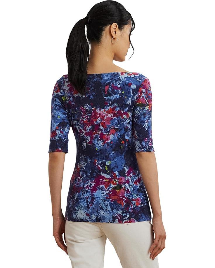 Print Stretch Cotton Boatneck Tee Product Image