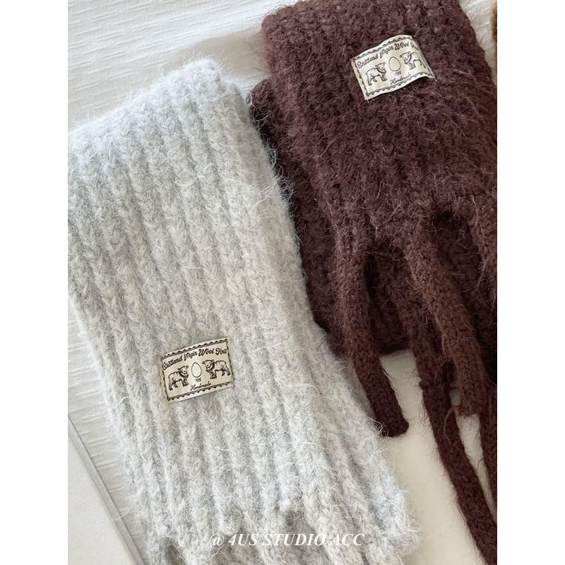 Plain Fringe Knit Scarf Product Image