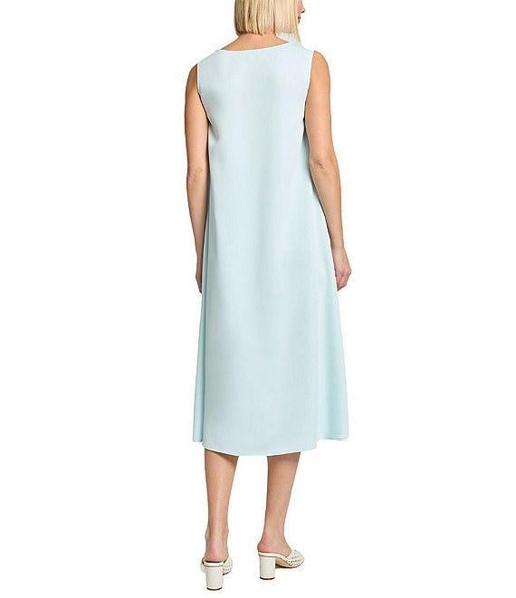 MISOOK Embroidered Crepe Boat Neck Sleeveless Midi Dress Product Image
