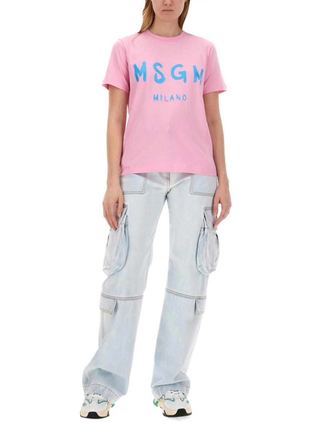 MSGM T-shirt With Logo In Pink Product Image