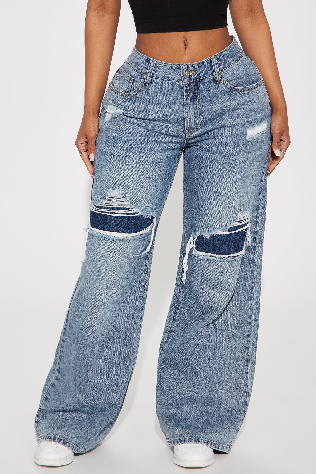 Realest Around Rip And Repair Baggy Jeans - Medium Wash Product Image