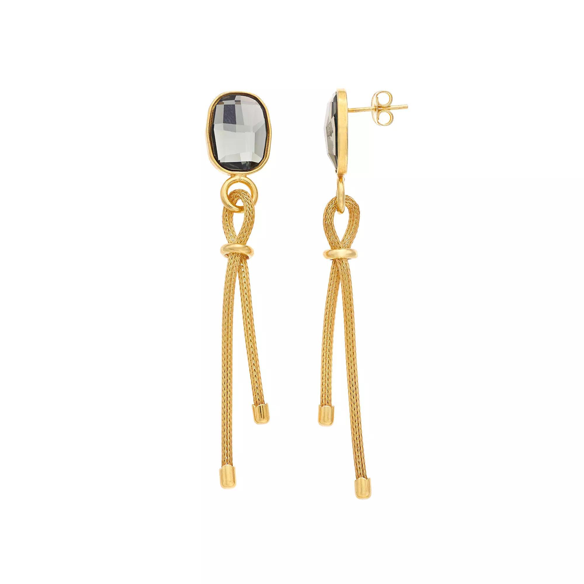 Gold Tone Cubic Zirconia Dangle Earrings, Womens Product Image