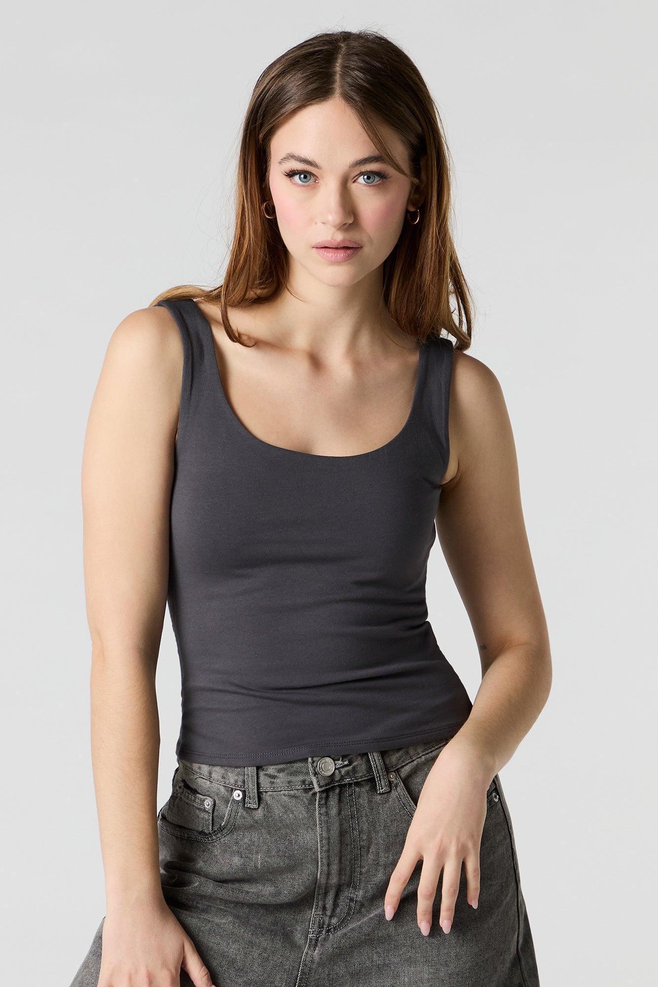 Solid Scoop Neck Tank Female Product Image