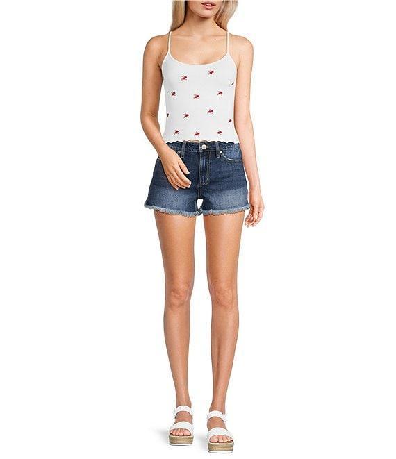 Fornia Seamless Embroidered Roses Spaghetti Strap Camisole Top Product Image
