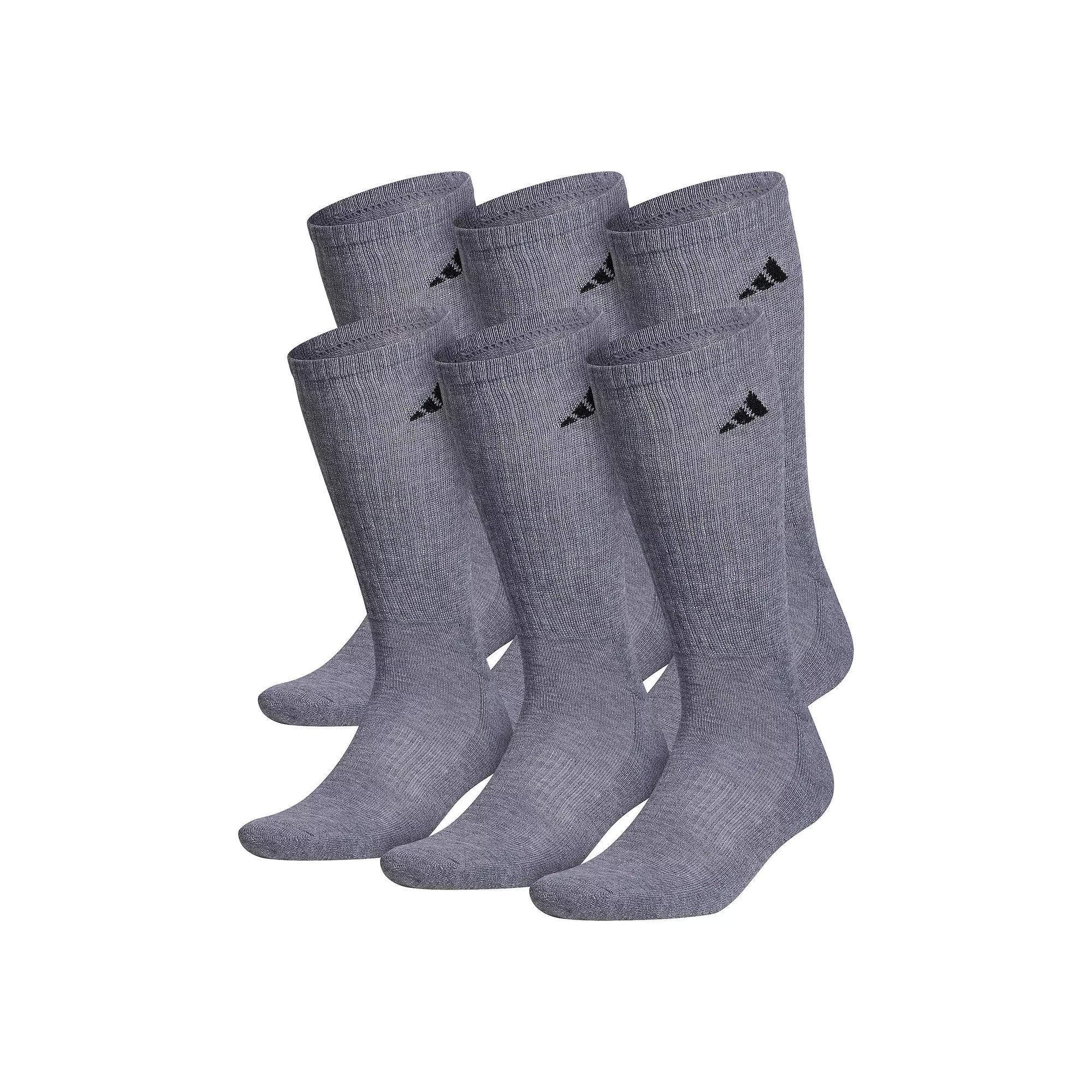 Men's adidas 6-pack Solid Color Athletic Cushioned Crew Socks, Size: 8-12, Medium Gray Product Image