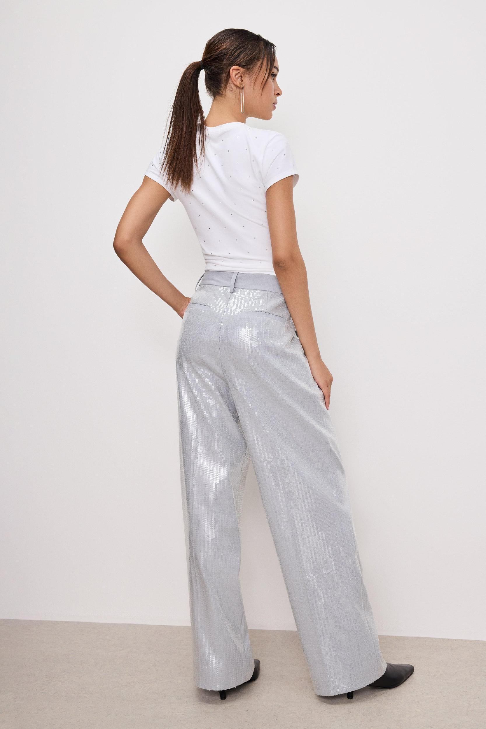 GOOD '90s SEQUIN TROUSERS | HEATHER GREY001 Product Image