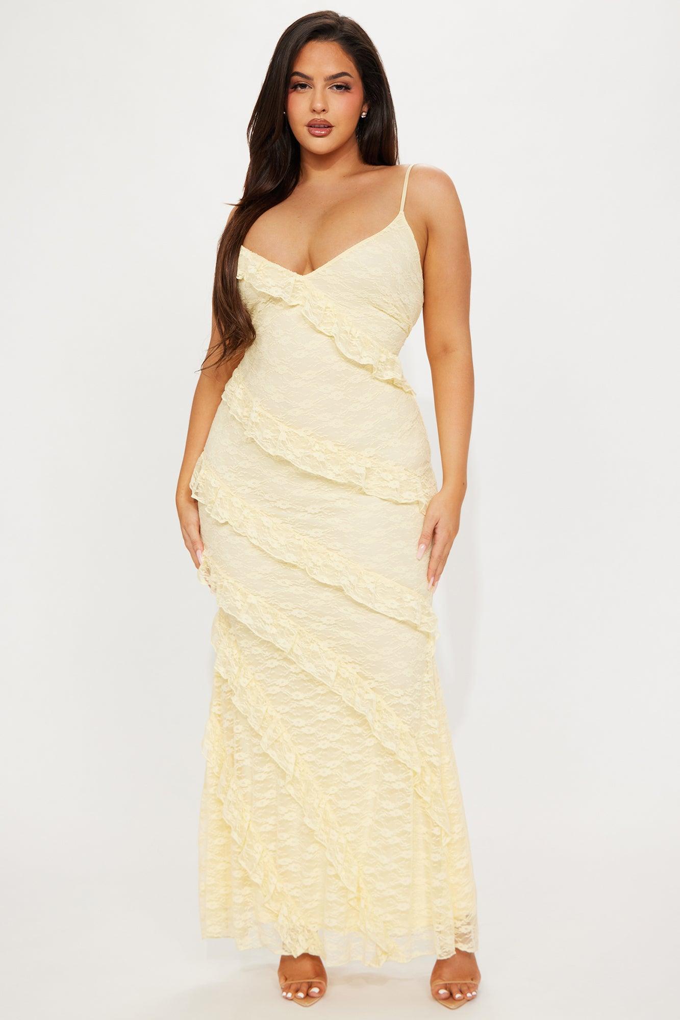 Lacing Up Maxi Dress - Yellow Product Image
