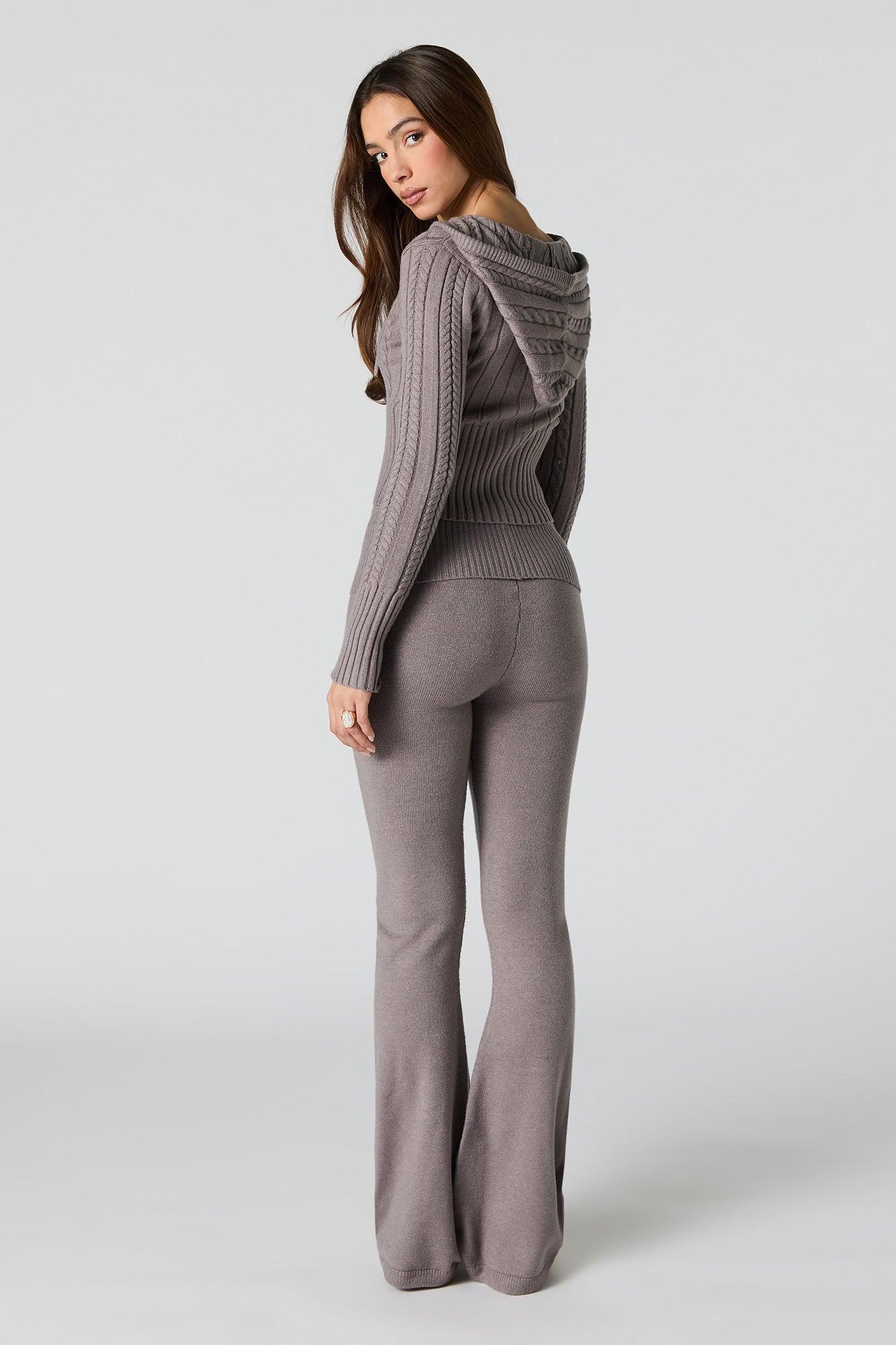 Foldover Waist Flare Knit Pant Female Product Image