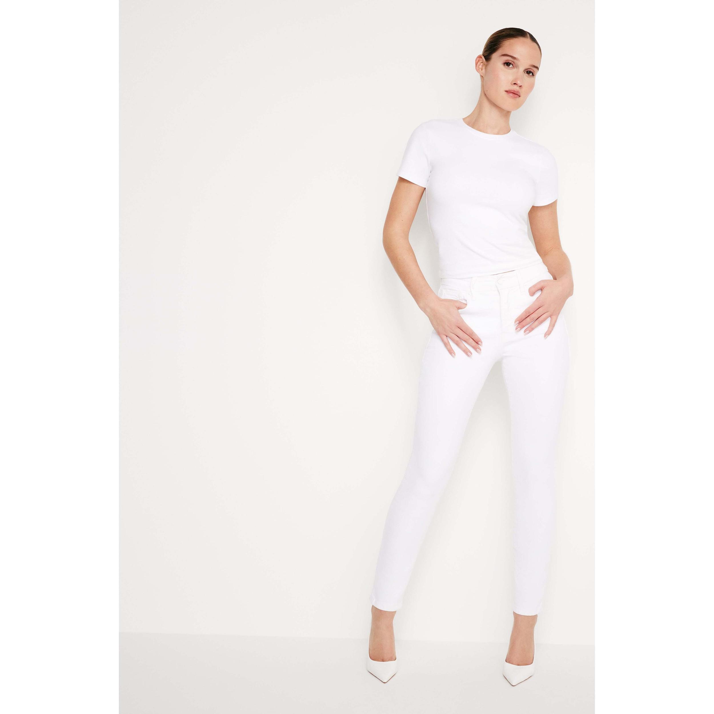 Womens Good Legs Skinny Jeans | Extra Stretch, Flat Tummy Tech, Gap-Proof Waistband | White, Size 26 Plus | Good American by Kh Product Image