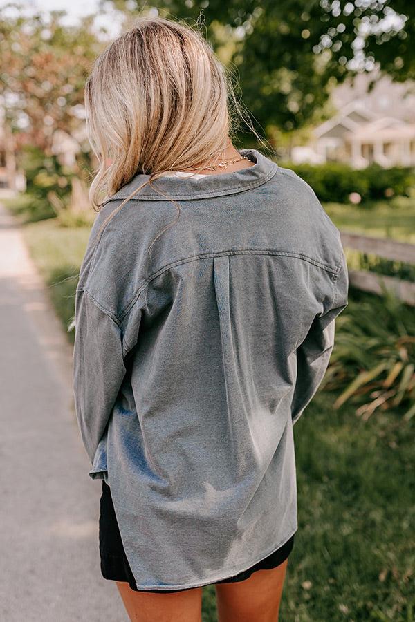 Casual Setting Chambray Button Up in Charcoal Product Image