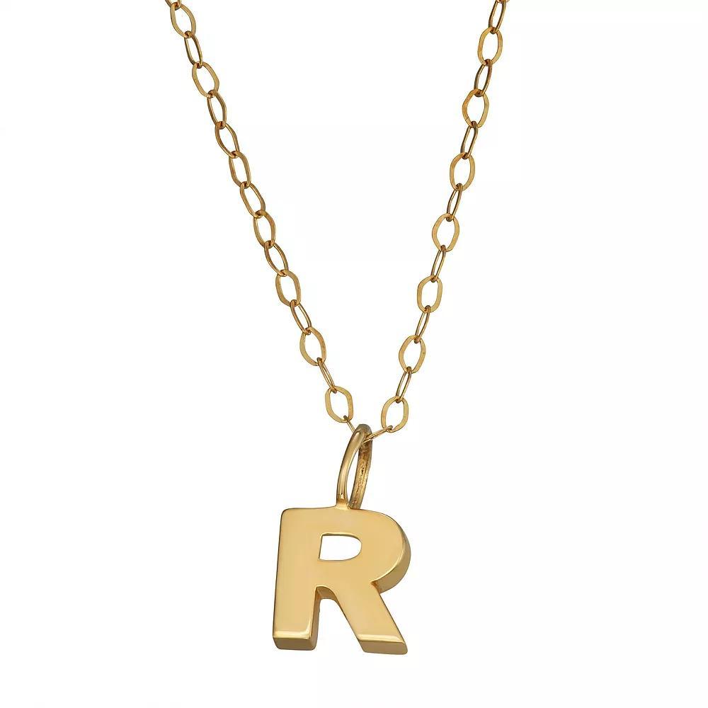 10K Gold Initial Pendant on 14K Gold Filled Chain, Womens Product Image