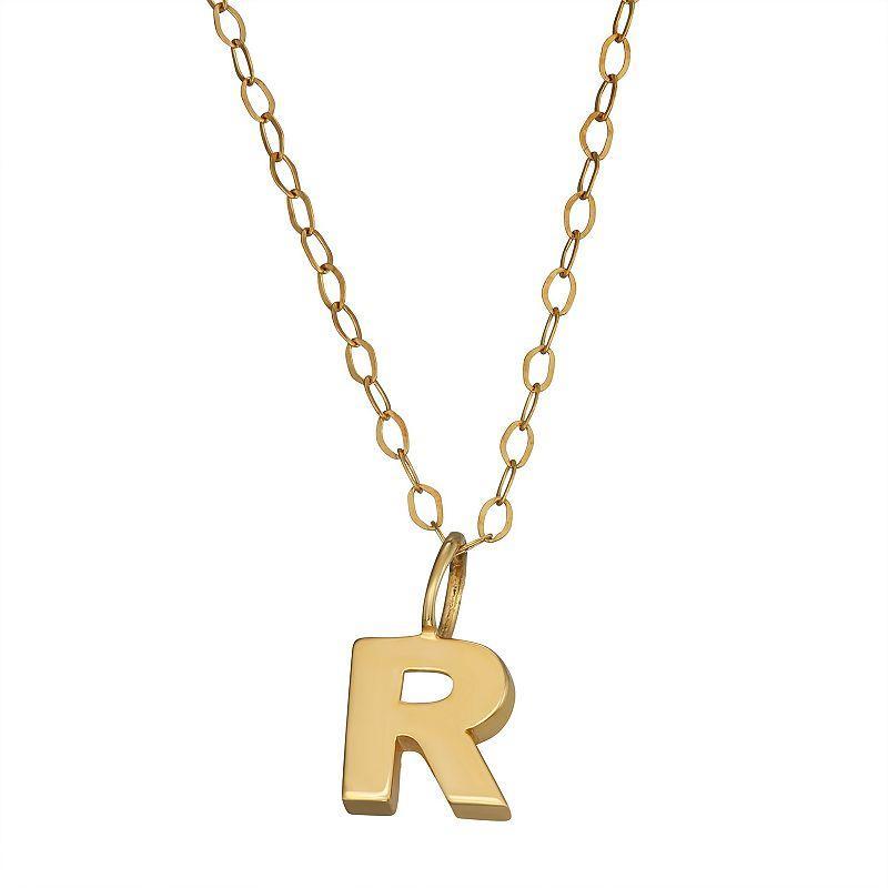 10K Gold Initial Pendant on 14K Gold Filled Chain, Womens Product Image