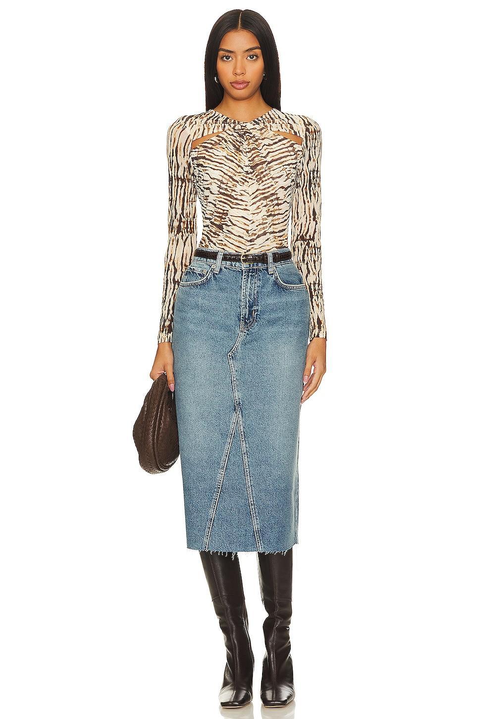 Womens Highland Denim Midi-Skirt Product Image