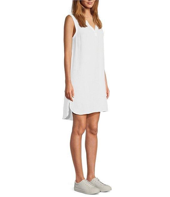 L.L.Bean Cloud Gauze Split V Neckline Sleeveless Cover-Up Dress Product Image