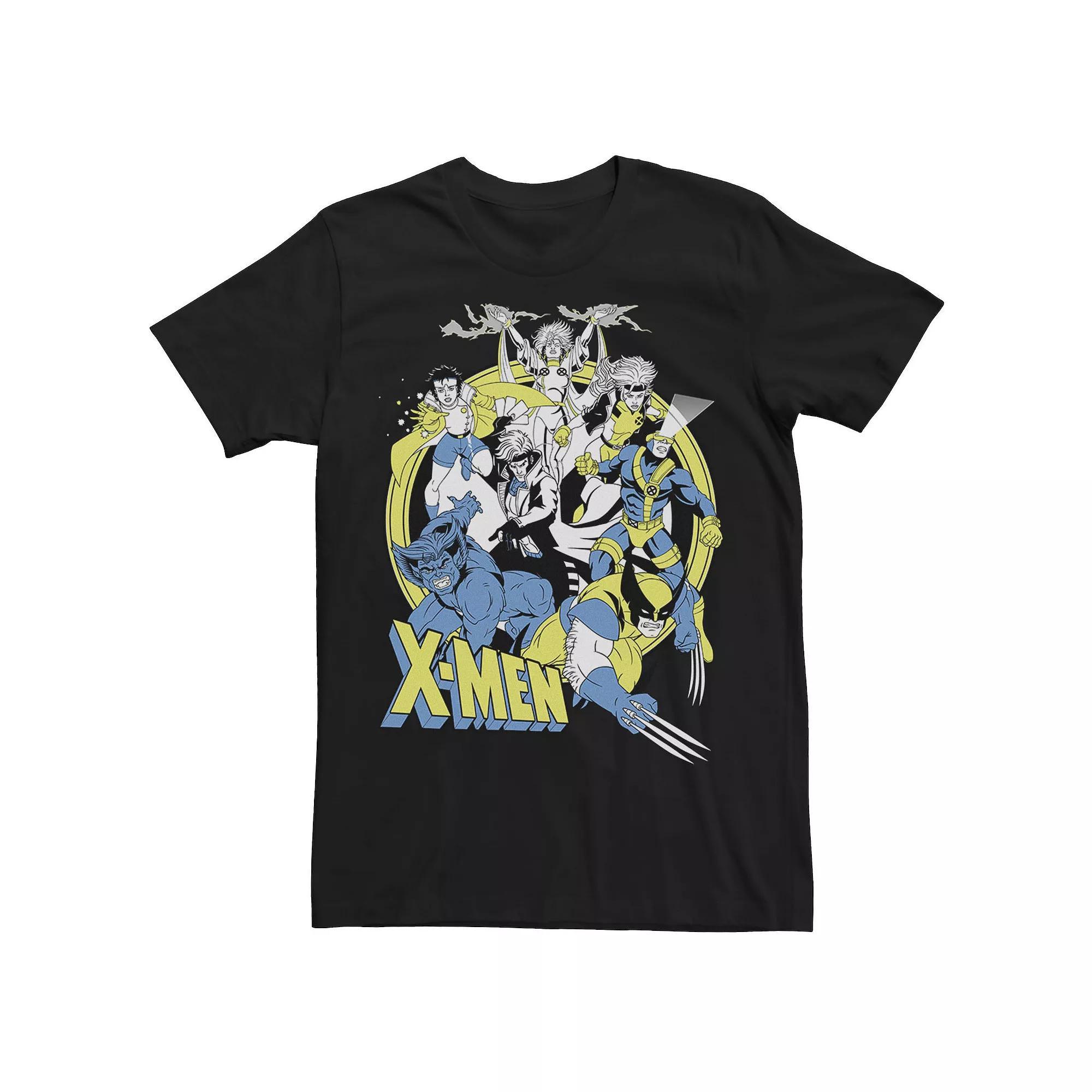 Men's Marvel X-Men Retro Action Group Shot Logo Tee, Size: XXL, Black Product Image