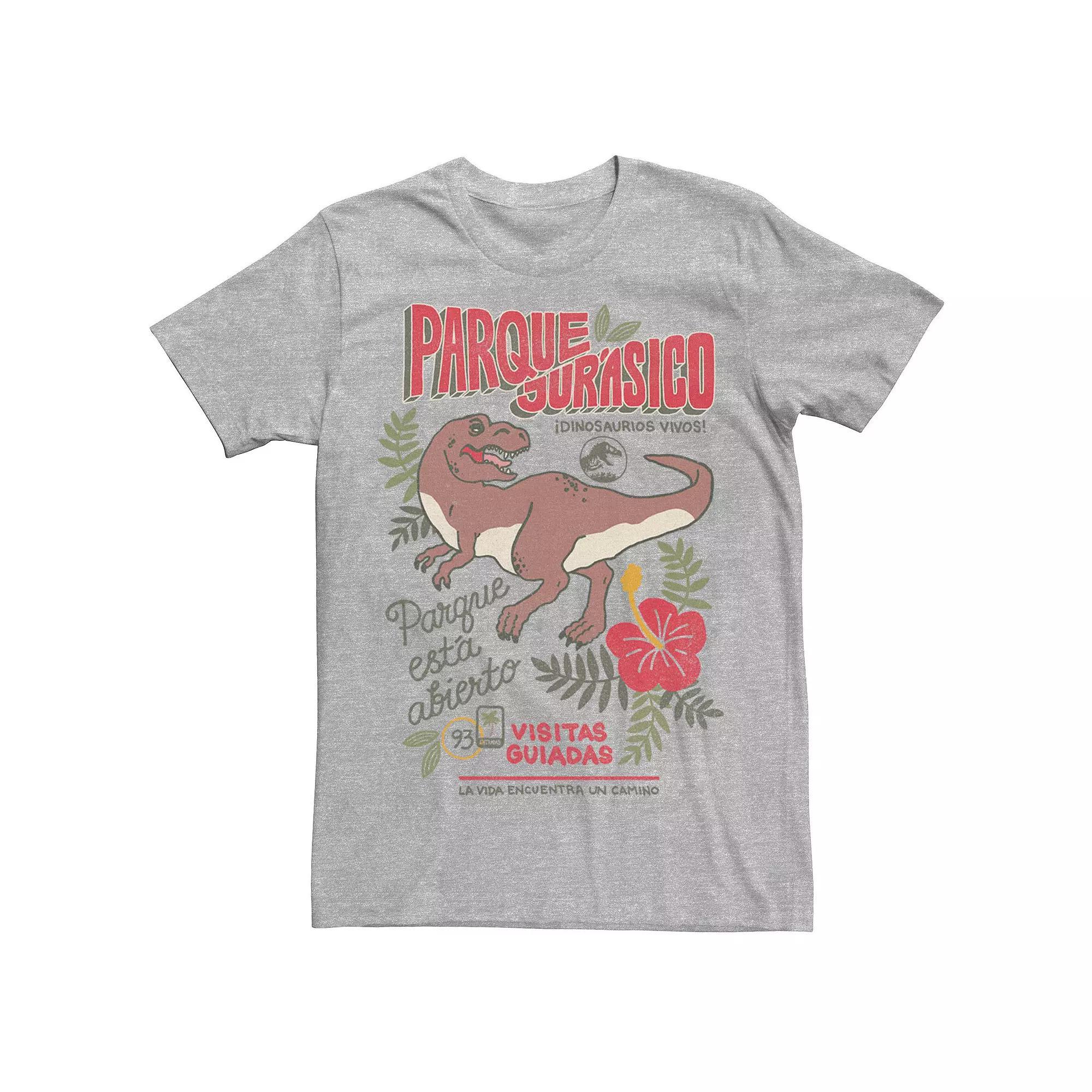 Men's Jurassic Park Spanish Opening Day Poster Tee, Size: Medium, Athletic Grey Product Image