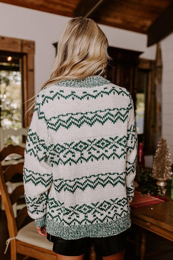 Whispering Pines Knit Sweater in Hunter Green Product Image