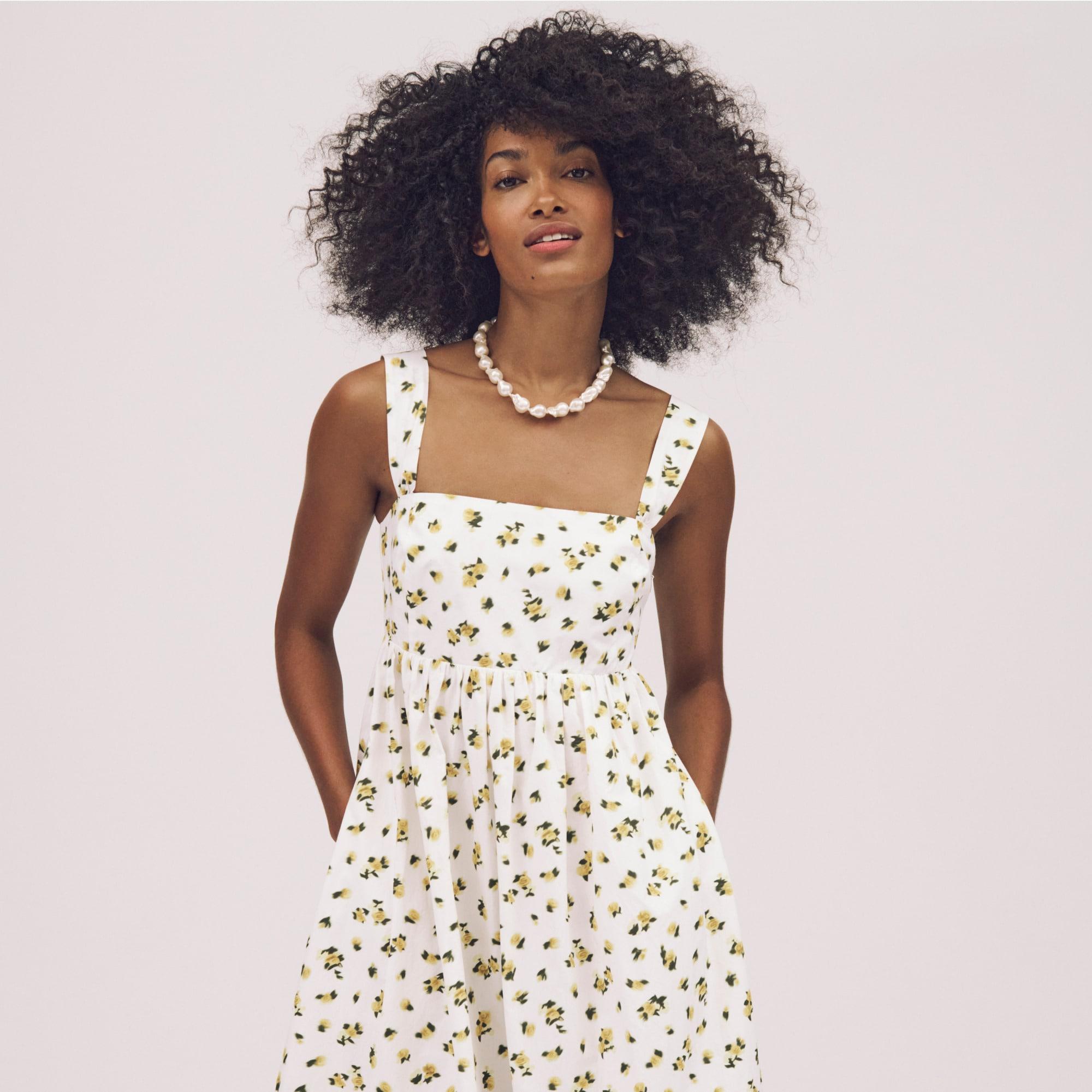 Squareneck midi dress in budding rose print Product Image