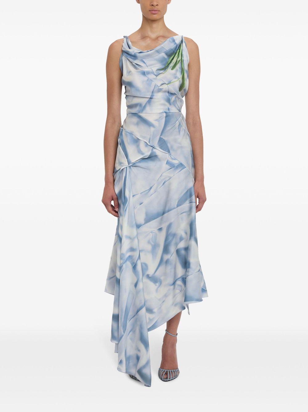draped asymmetric midi dress Product Image