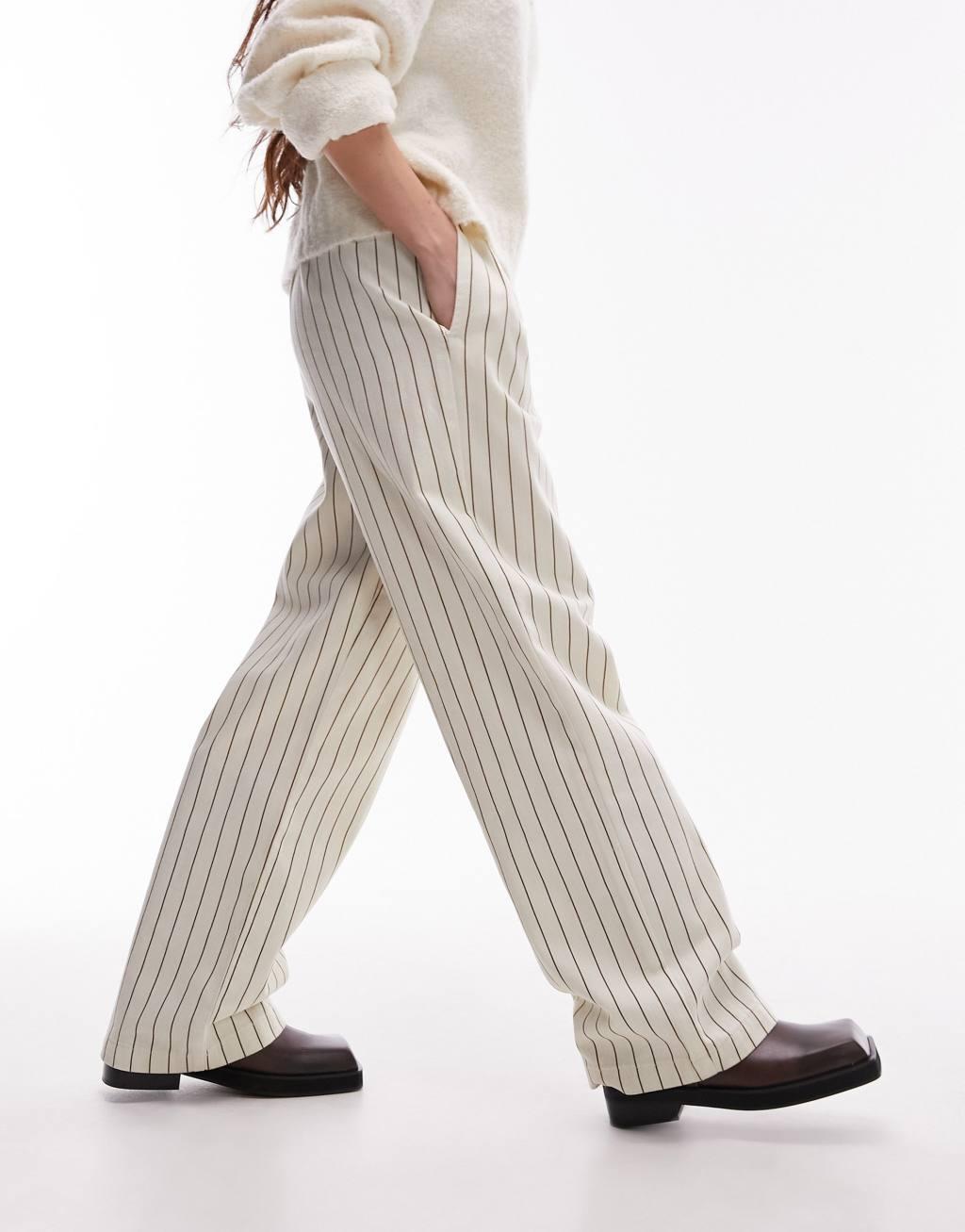 Topshop stripe pull on straight leg pants Product Image
