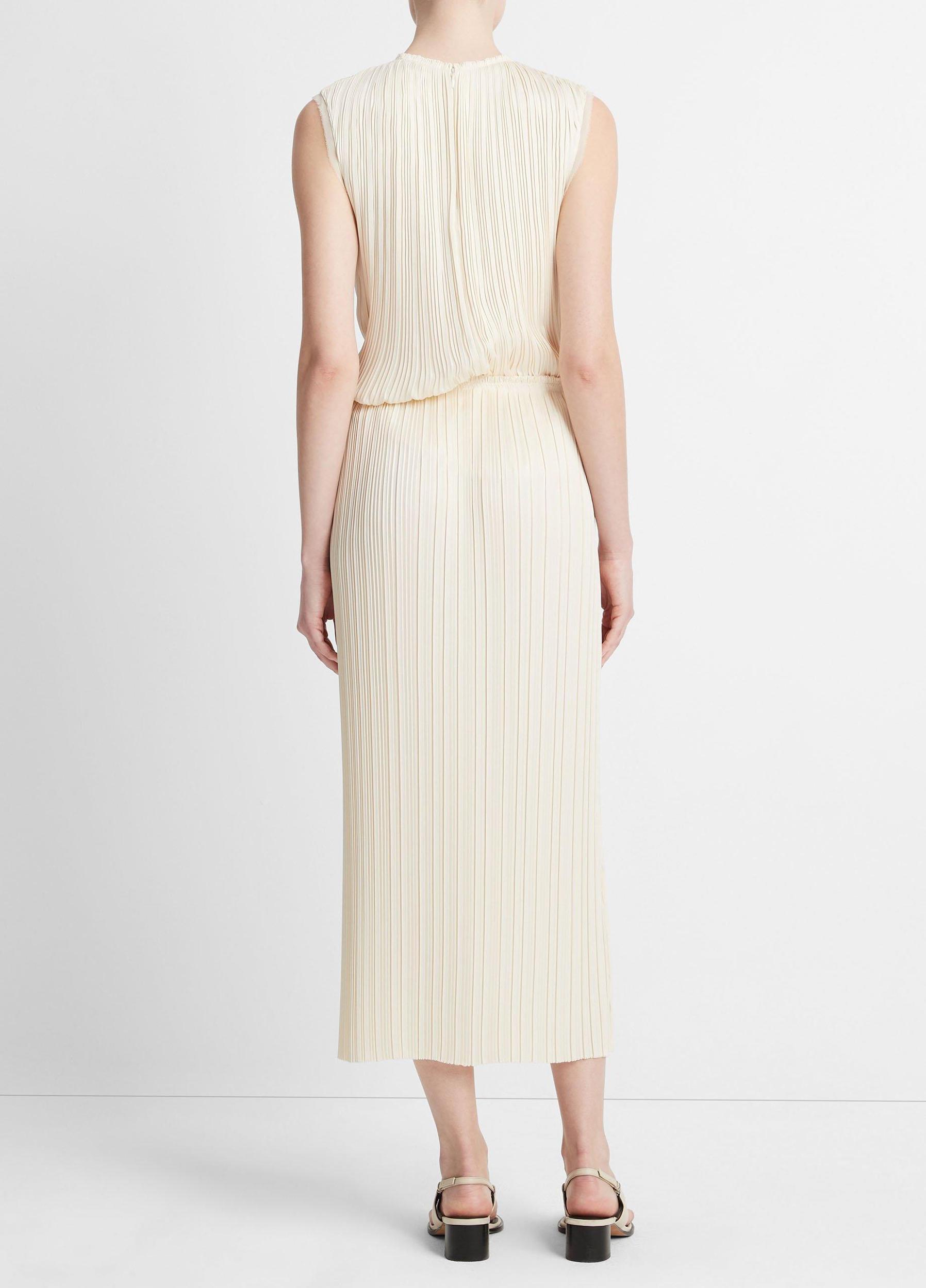Pleated Satin Straight Pull-On Skirt Product Image