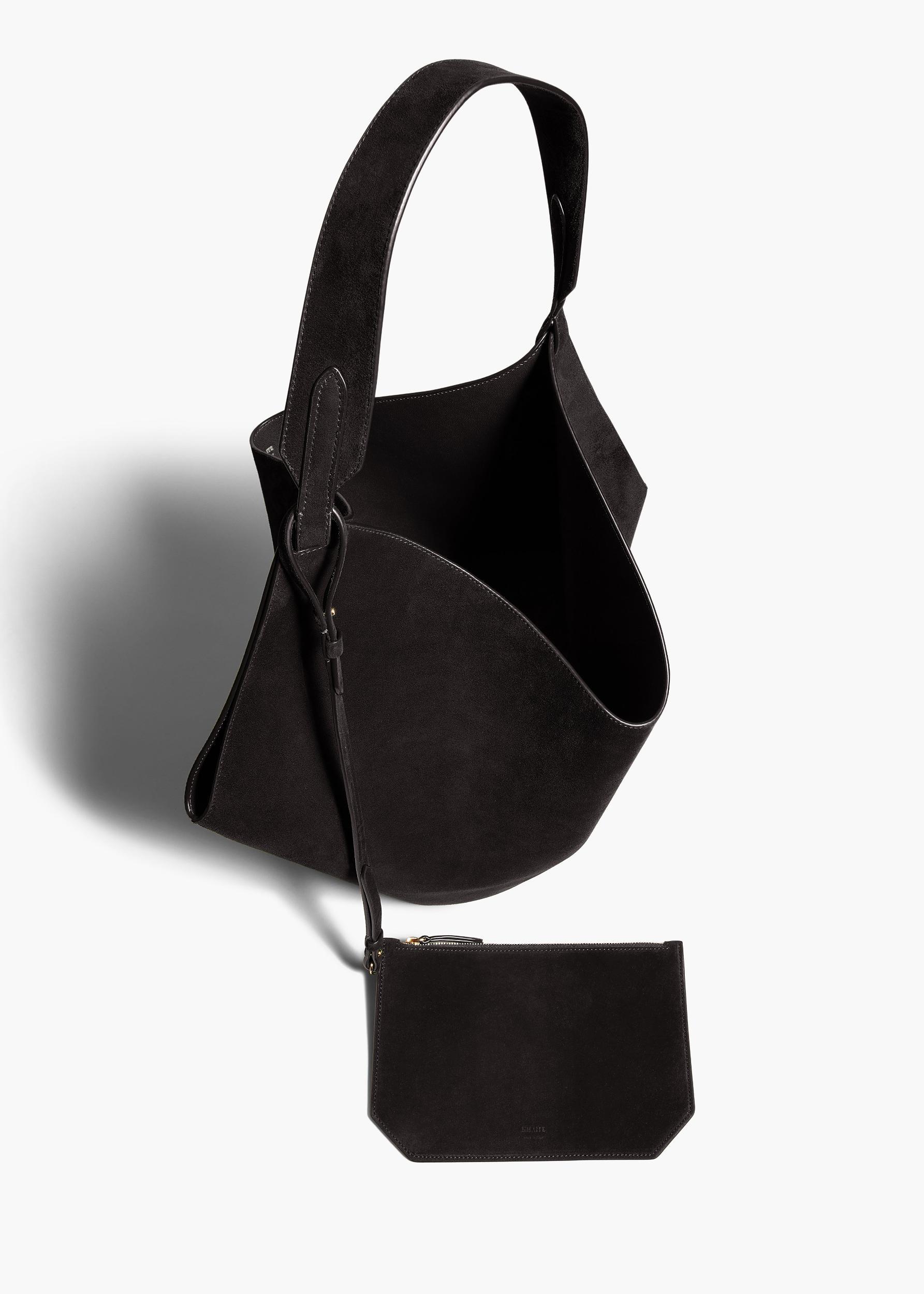 Medium Lotus Tote in Black Suede Product Image