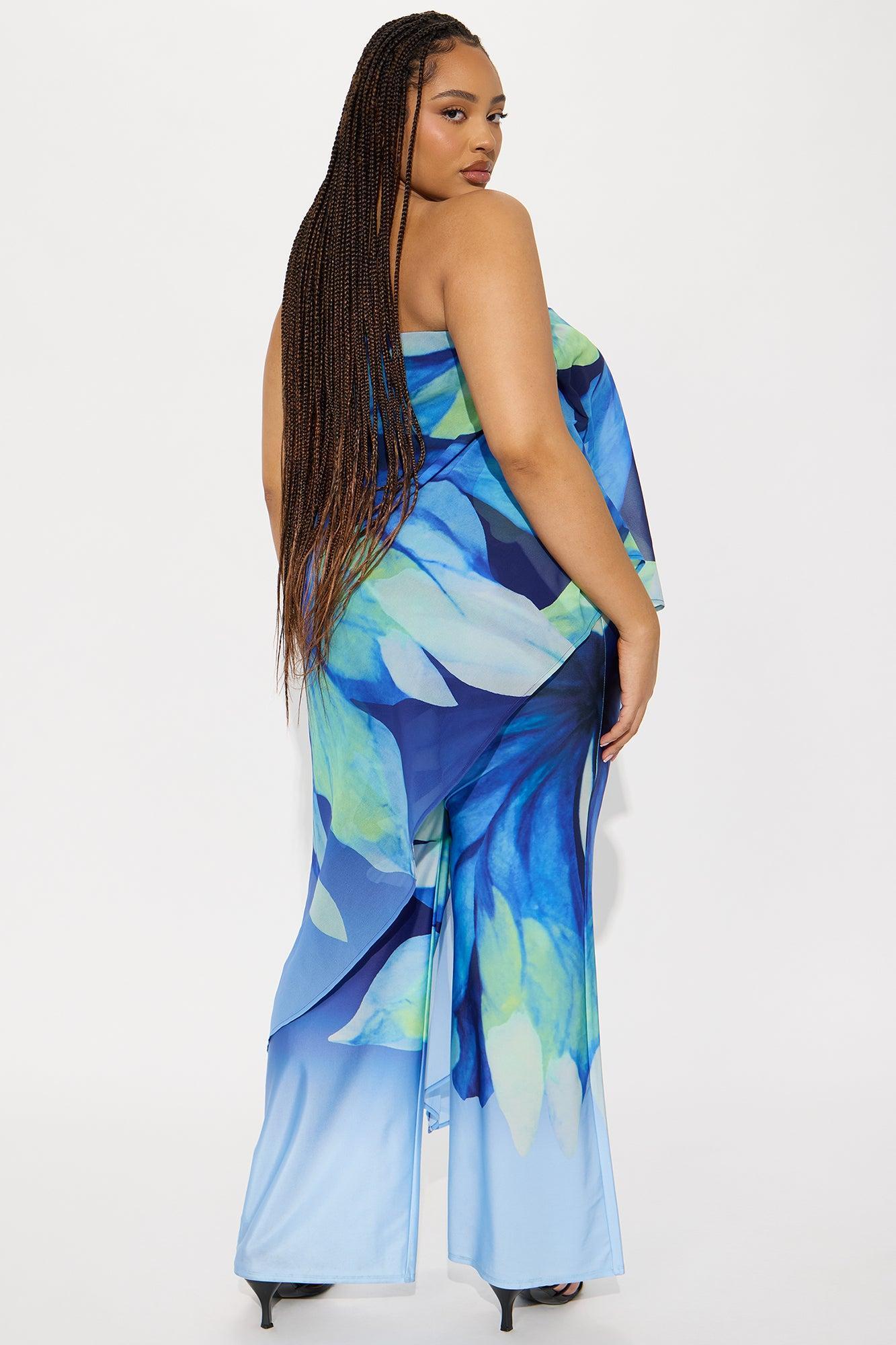 Danielle Flowy Floral Jumpsuit - Blue Product Image