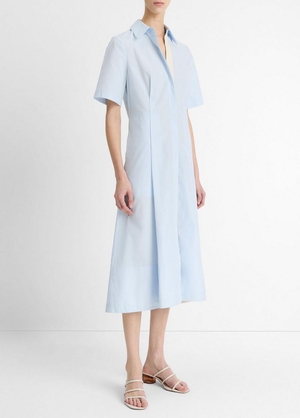 Womens Canvas Tape Cotton Shirt Dress, Moss Smoke, Size S Vince Product Image