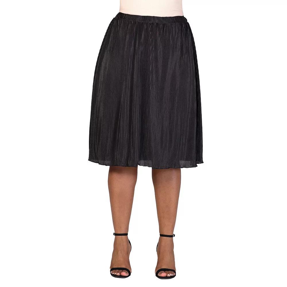 Plus Size 24Seven Comfort Apparel Elegant Accordion Pleated Elastic Waistband Party Midi Skirt, Women's, Size: 3XL, Red Product Image