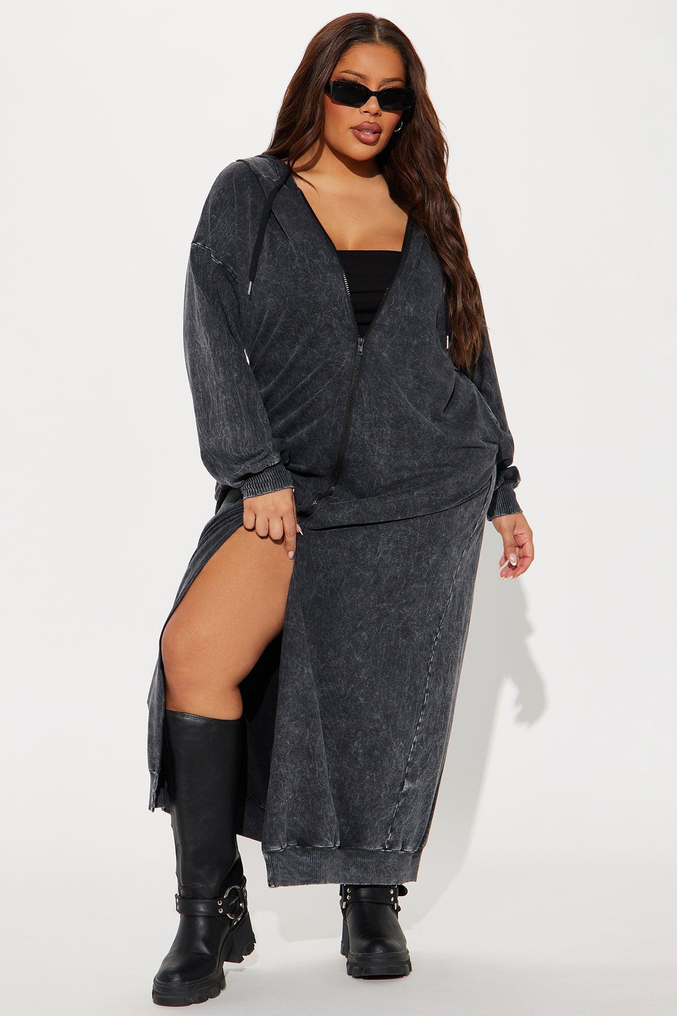 Hannah Hooded Maxi Dress - Black Wash Product Image