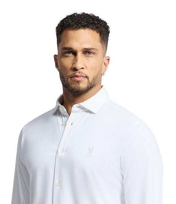 Psycho Bunny Jackson Classic Fit Spread Collar Solid Stretch Knit Dress Shirt Product Image