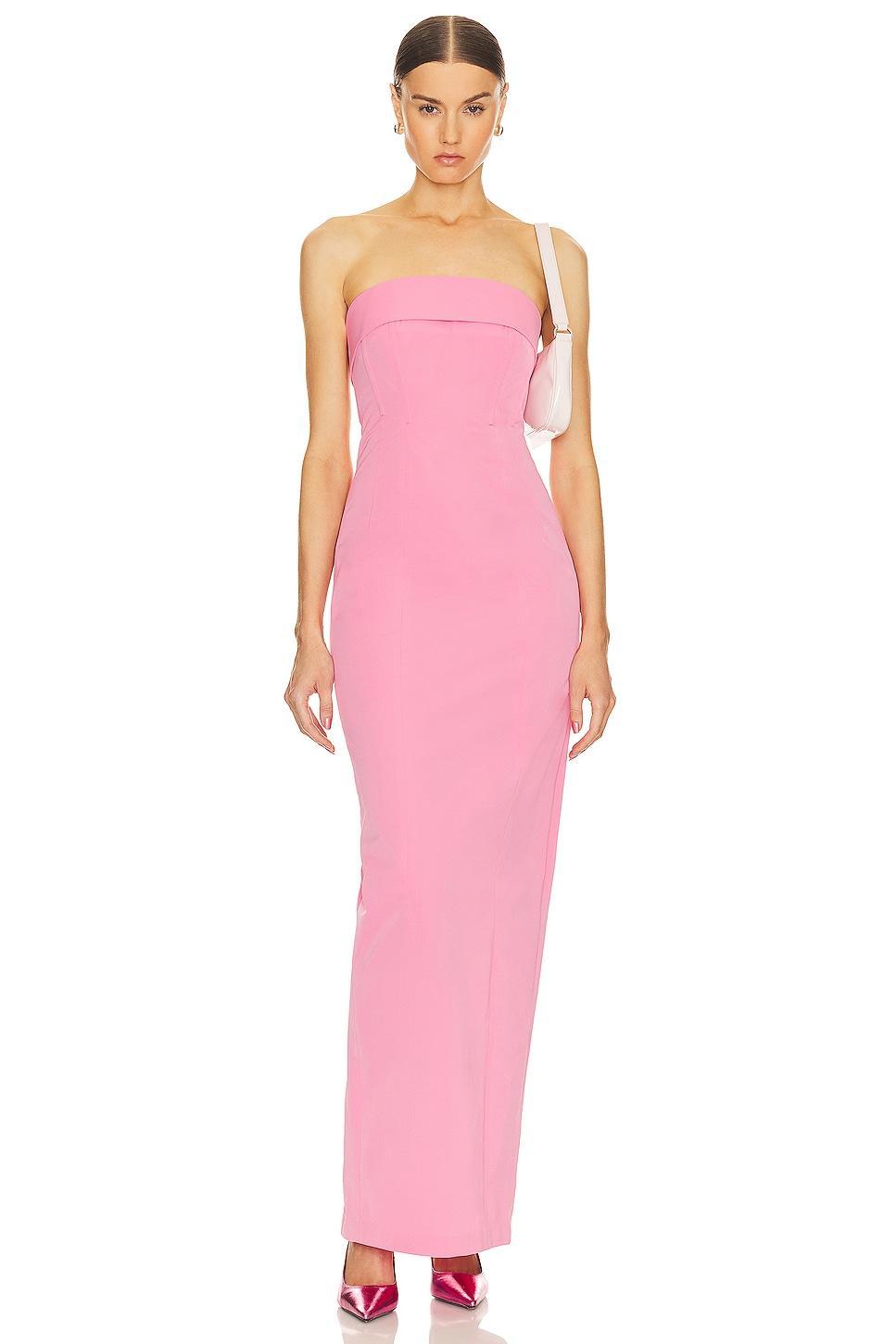Tech Gabardine Long Strapless Dress Helsa Product Image