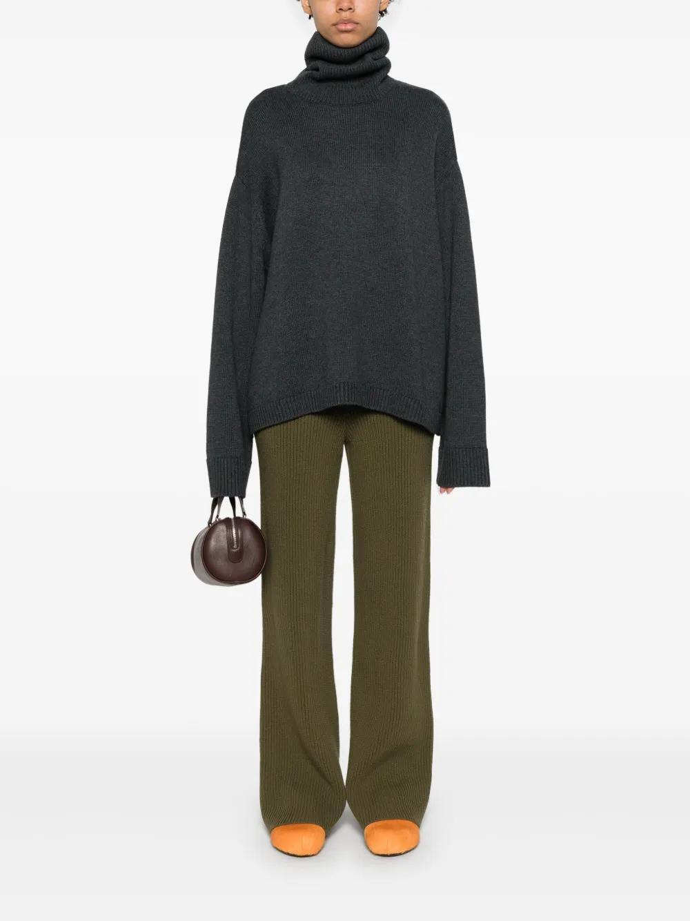 JIL SANDER Khaki Wool Trousers In Grün Product Image