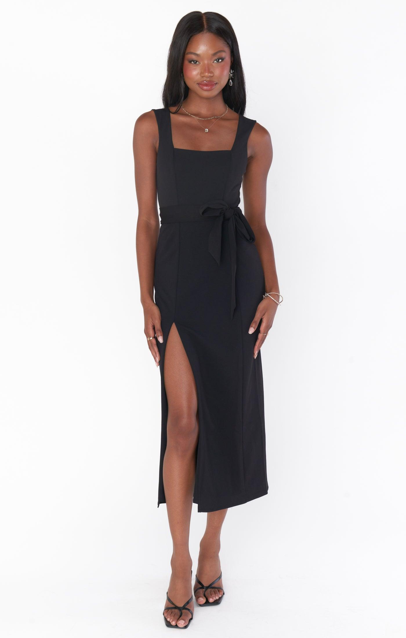 Eden Midi Dress ~ Black Stretch Product Image