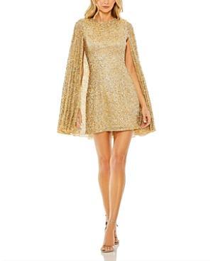 Mac Duggal Sequined Cape Womens Sleeve Mini Dress Product Image