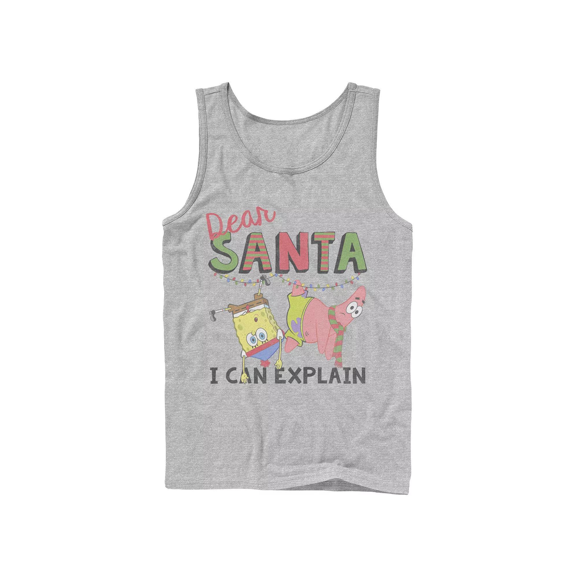 Men's Nickelodeon SpongeBob SquarePants Santa I Can Explain Graphic Tank Top, Size: Small, Blue Product Image