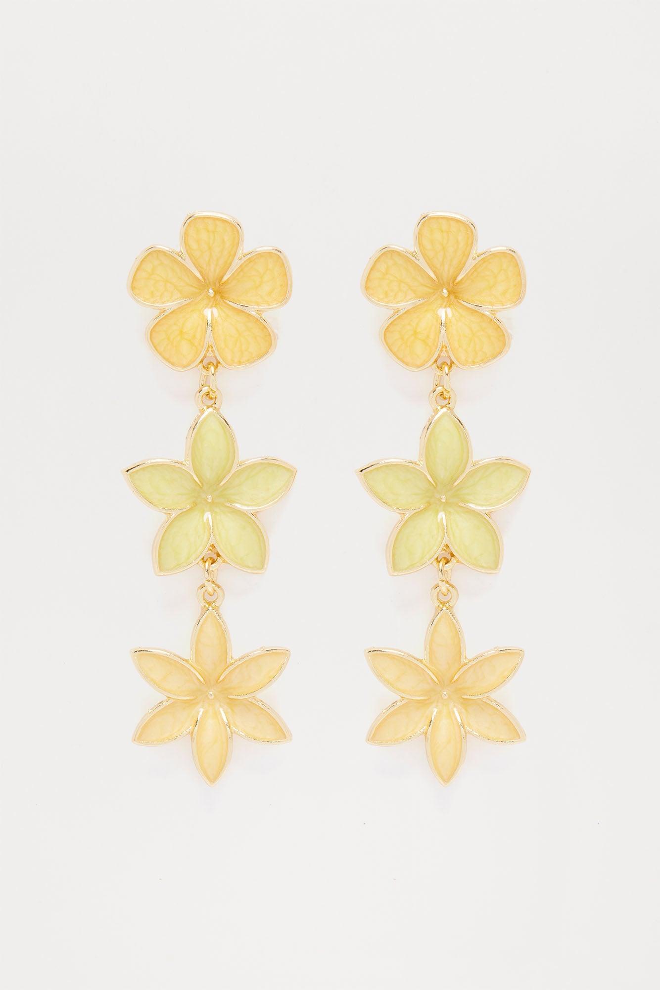 Glowing Hibiscus Earrings - Yellow Product Image