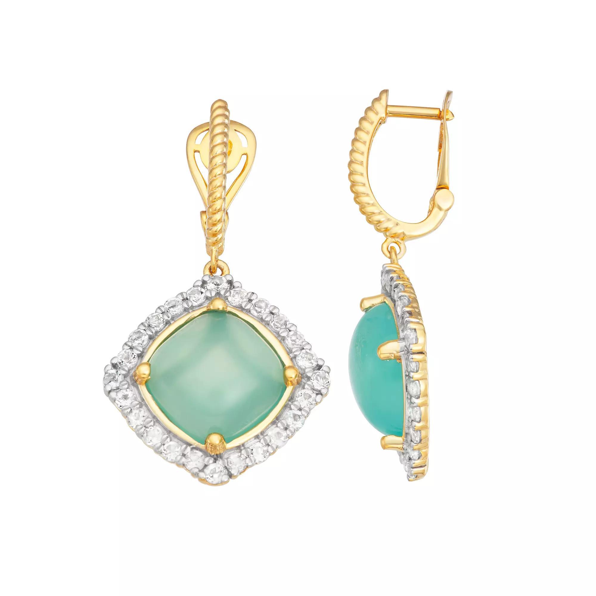 Jewelexcess 14k Gold Over Silver Chalcedony & White Topaz Drop Earrings, Women's, 14k Gold Plated Product Image