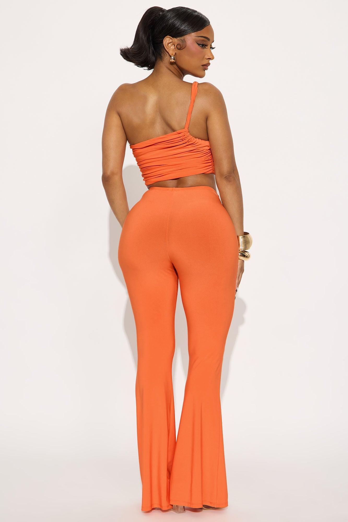 Kairo Ruched Flare Pant Set - Orange Product Image