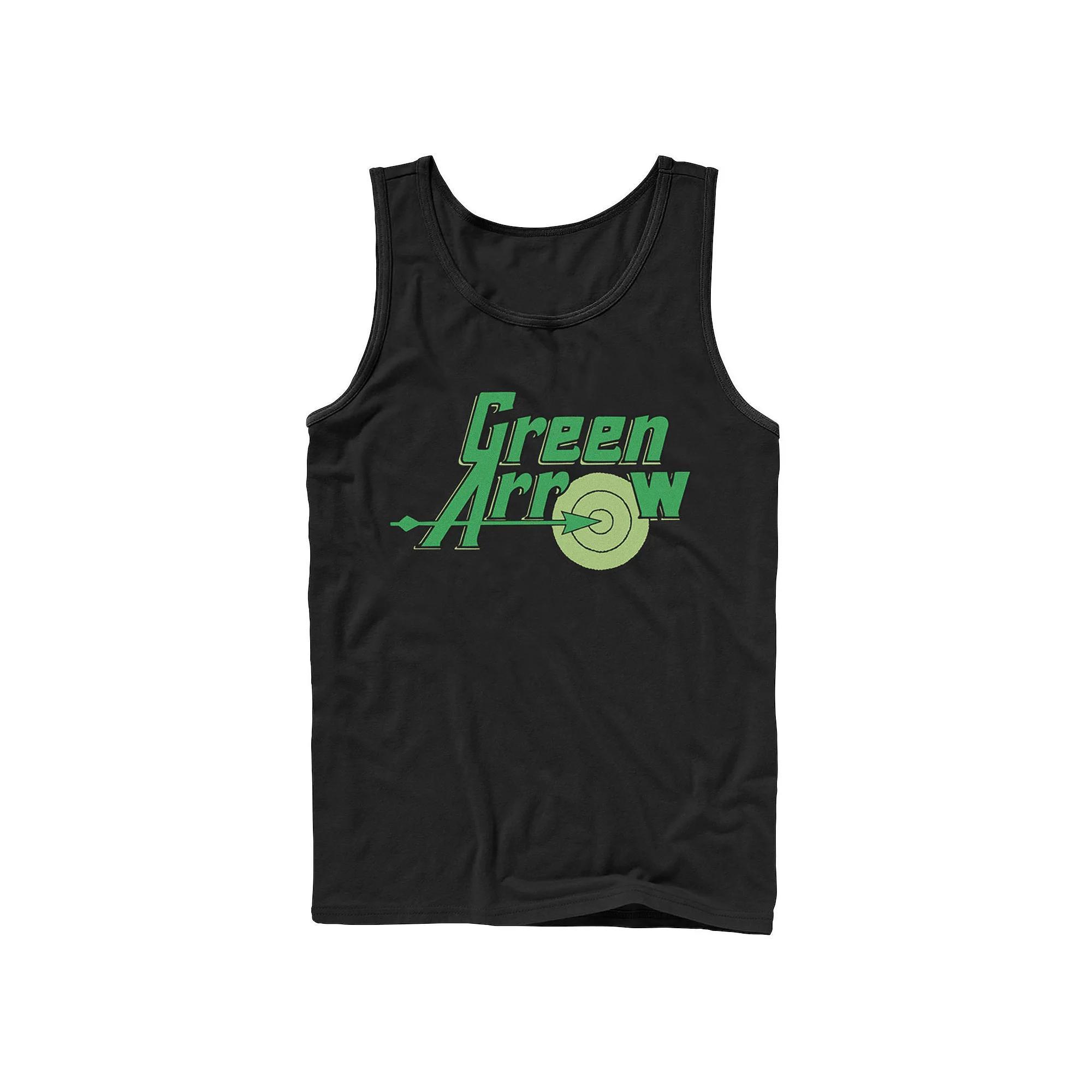 Men's DC Comics The Green Arrow Vintage Text Poster Tank Top, Size: Large, White Product Image