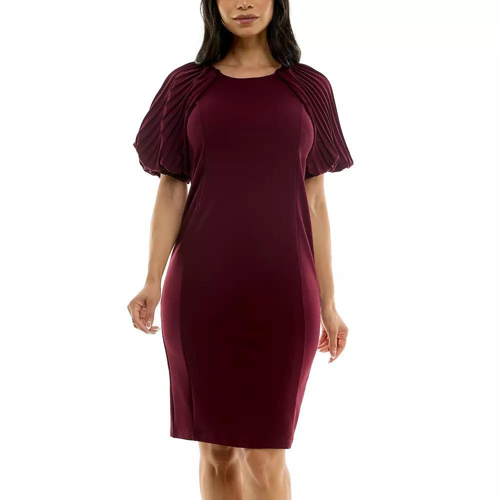 Women's Nina Leonard Pleated Puff Sleeve Dress, Size: Small, Dusty Pink Product Image