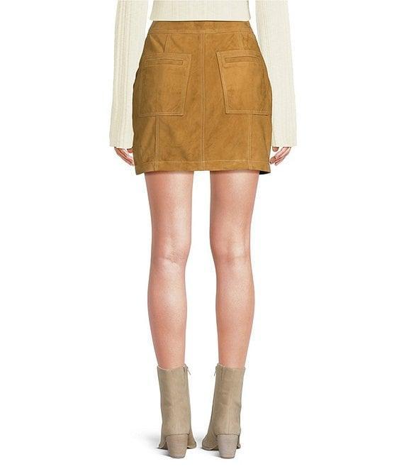 Le' AL.X Suede Pick Stitch High Rise Pencil Mini Skirt Product Image