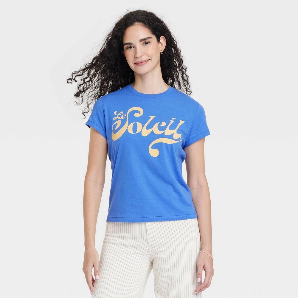 Women's Short Sleeve Pullover Graphic T-Shirt - Universal Thread™ Blue S: Relaxed Fit, Crew Neck, Jersey Fabric Product Image